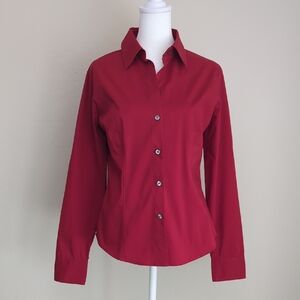 New York & Company Red Button-Down Shirt, S